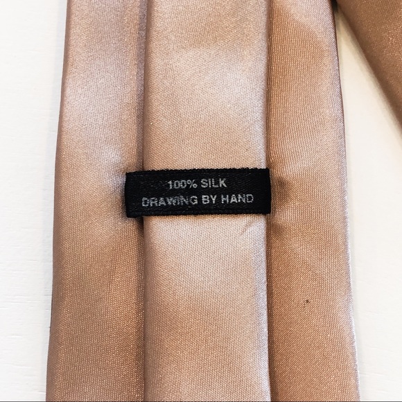 hand painted 100% silk champagne colored men's tie - Picture 5 of 6